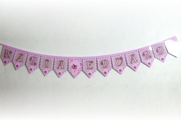 Bandeirolas tema Ursa Rosa e Marrom M1