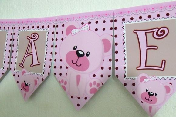 Bandeirolas tema Ursa Rosa e Marrom M1