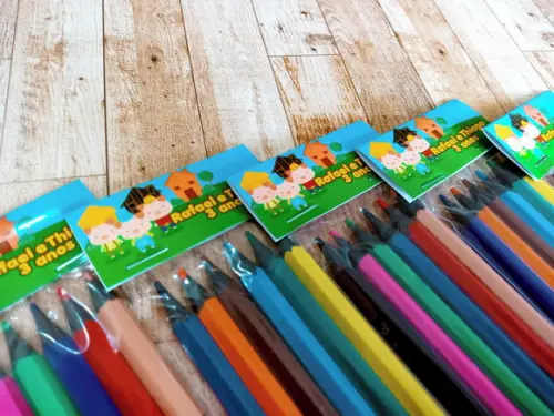 Lembrança de Aniversário Mini Lápis de Cor 3 Porquinhos