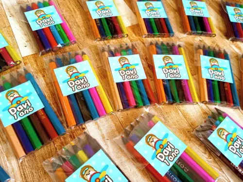Lembrança de Aniversário Mini Lápis de Cor Urso Aviador