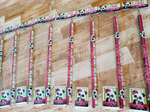Lembrança de Festa Kit Lápis e Borracha Panda Pandinha M1