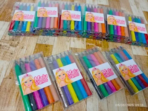 Lembrancinha Mini Lápis de Cor Realeza Boneca Princesa