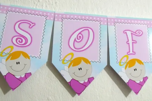 Bandeirolas tema batizado Anjo M3