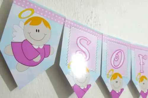 Bandeirolas tema batizado Anjo M3