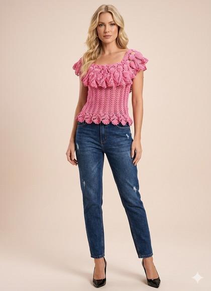 Blusa Ciganinha Crochê