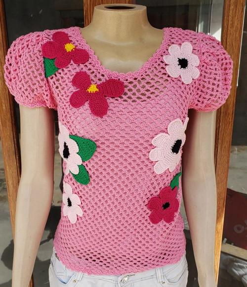 Blusa Croche Flores