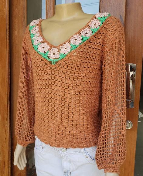 Blusa Croche Flores