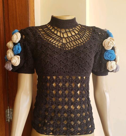 Blusa Croche Flores