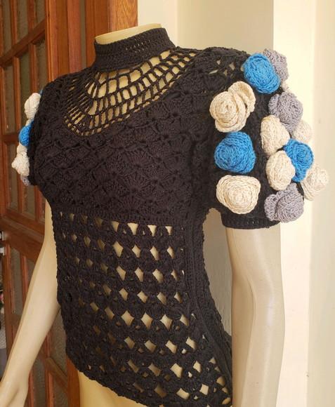 Blusa Croche Flores