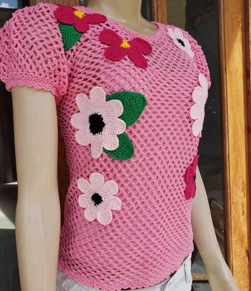 Blusa Croche Flores