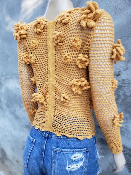 Blusa Croche Flores 3d