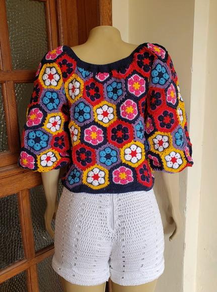 Blusa Croche Squares