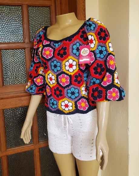 Blusa Croche Squares