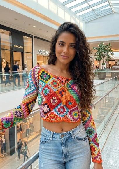 Blusa Croche Squares