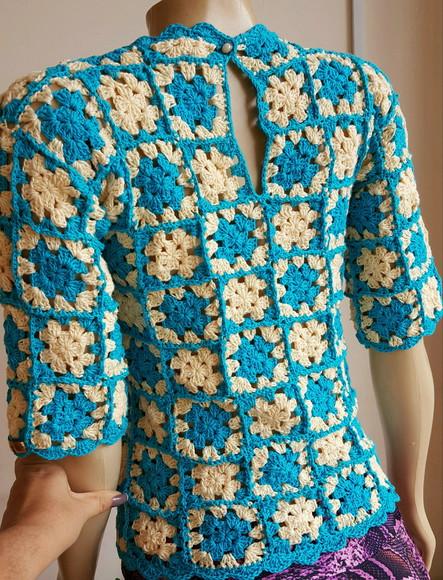 Blusa Croche Squares