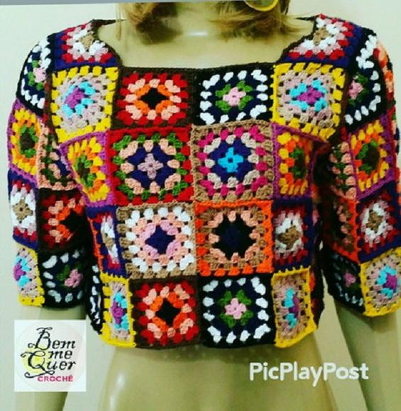 Blusa Croche Squares