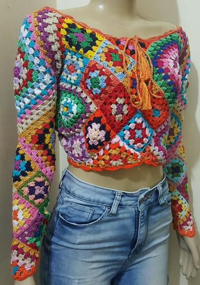 Blusa Croche Squares