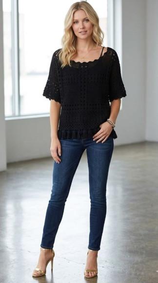 Blusa de Croche com Mangas