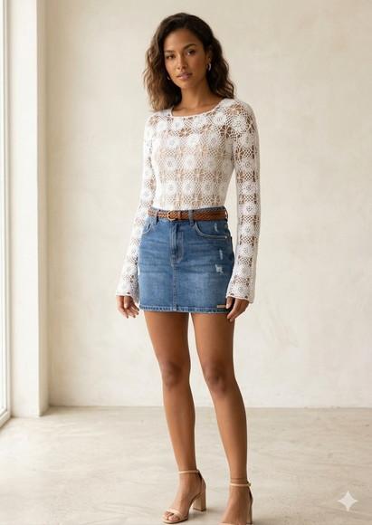 Blusa De Croche Com Manga
