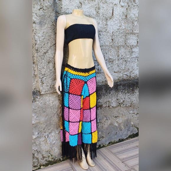 Calça de Crochê Franjas