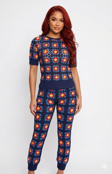 Calça e Blusa de Crochê Squares