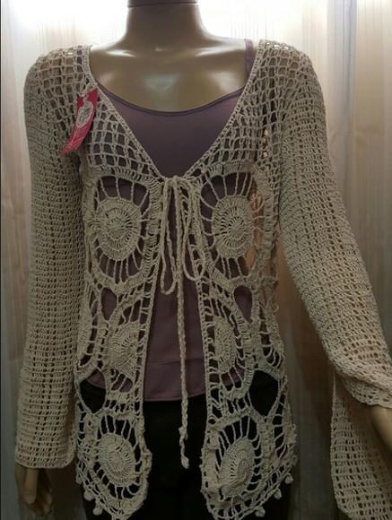 Cardigan / Casaco Crochê Manga Longa