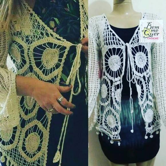 Cardigan / Casaco Crochê Manga Longa