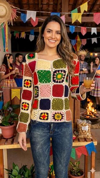Casaco de Croche Squares