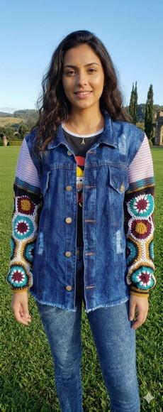 Casaco Jeans Crochê
