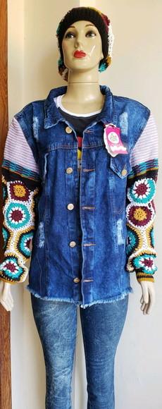 Casaco Jeans Crochê