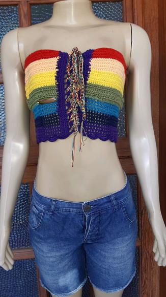 Cropped Bandeira Gay Croche