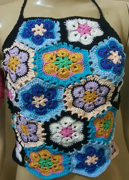 Cropped Croche Flor Africana