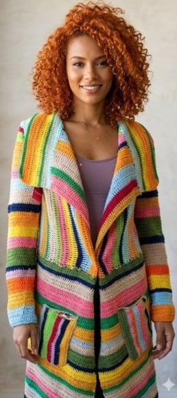 Kimono / Casaco de Croche Manga Longa