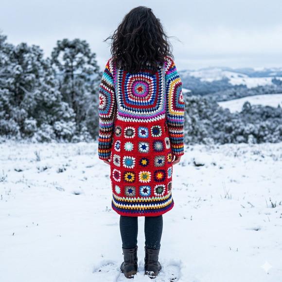 Kimono / Casaco De Croche Manga Longa
