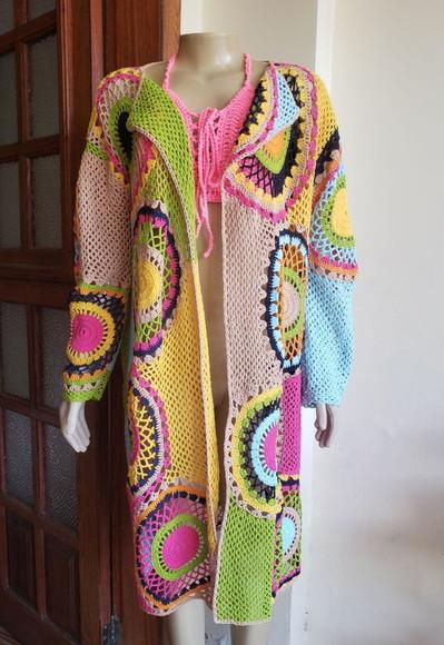 Kimono de Croche Manga Longa