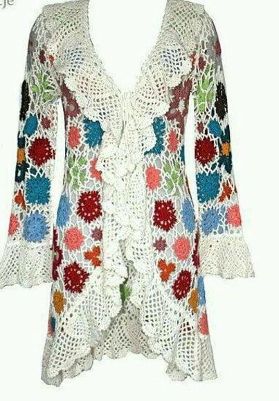 Kimono/casaco de Croche Manga Longa