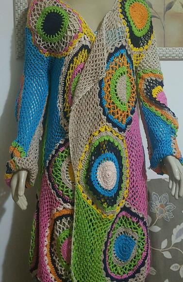 Kimono/casaco de Croche Manga Longa