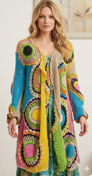Kimono/casaco de Croche Manga Longa