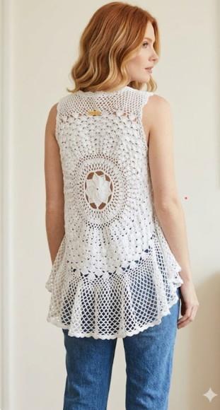 Kimono/colete Mandala Crochê