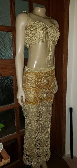 Saia e Cropped em Croche