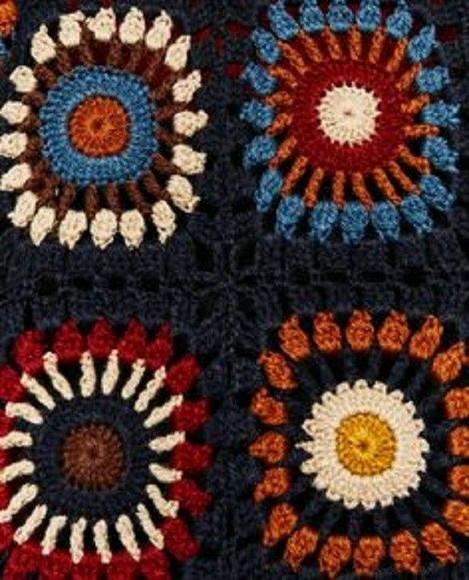 Sobretudo Kimono Squares Crochê