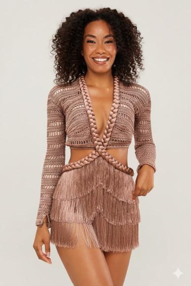 Vestido Crochê Adulto 100% Seda Polimiada