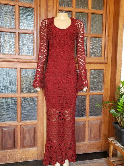 Vestido Crochê Adulto 100% Seda Polimiada