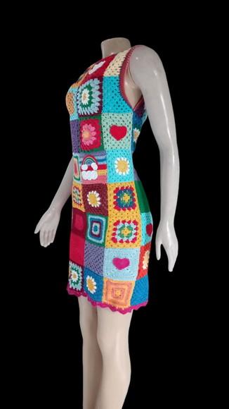 Vestido Crochê Apliques