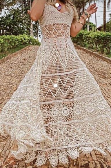 Vestido Crochê Flores
