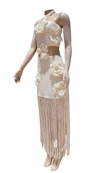 Vestido Crochê Flores 3d