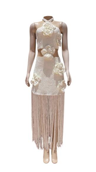 Vestido Crochê Flores 3d