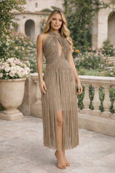 Vestido Crochê Franjas