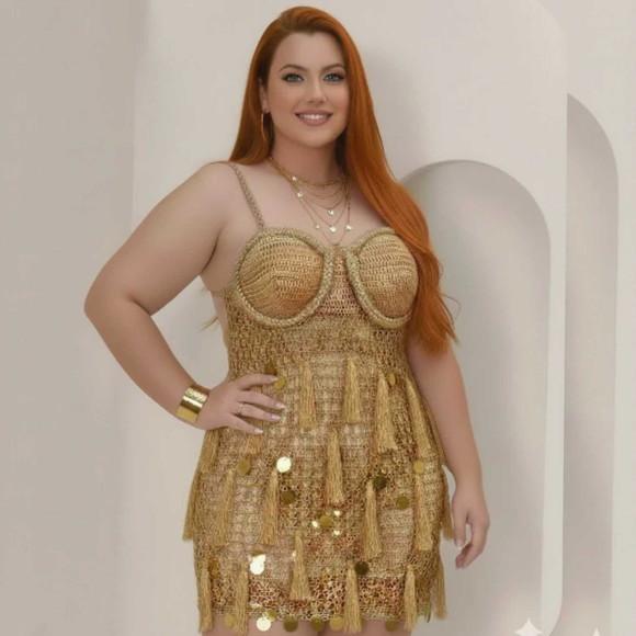 Vestido Crochê Lantejoulas