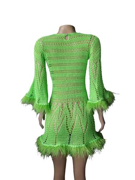 Vestido Crochê Plumas